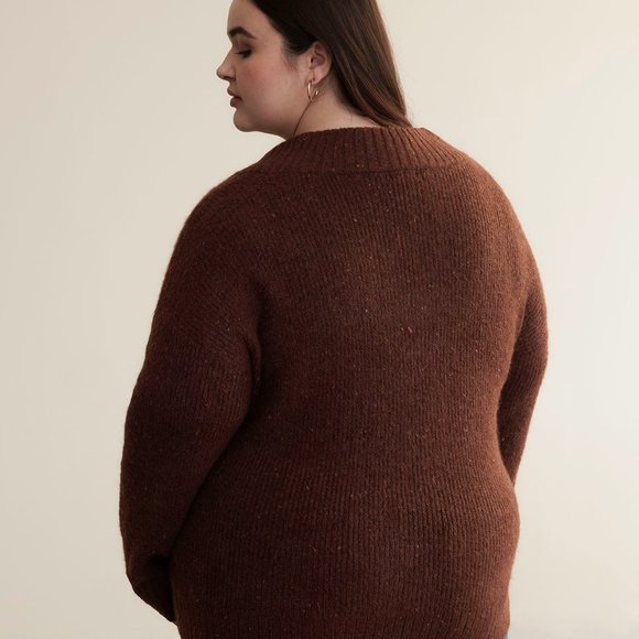 Penningtons Brown V-Neck Nep Yarn Sweater - Picture 2 of 15